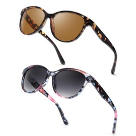 Myiaur Polarized Sunglasses for Women, Trendy Cat Eye Sun Glasses UV400 Protection Classic Retro Shade 2 Pack