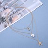 Inateannal Boho Starfish Shell Pendant Necklace Gold Layered Chain Necklace