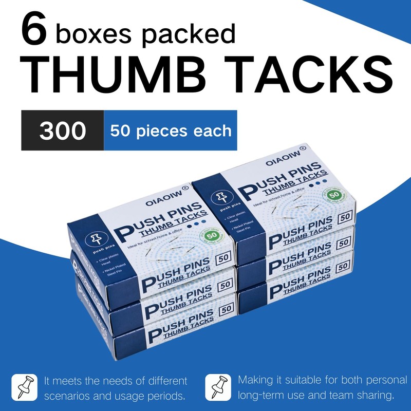 300pcs Clear Push pins for Bulletin Board Thumb Tacks for
