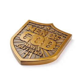 Men of God ‘Make a Difference’, Pack of 10, Bulk Christian Challenge Coin - Inspire Faith and Strength with Antique Gold-Color Plated Shield Design - Psalm 28:7 KJV