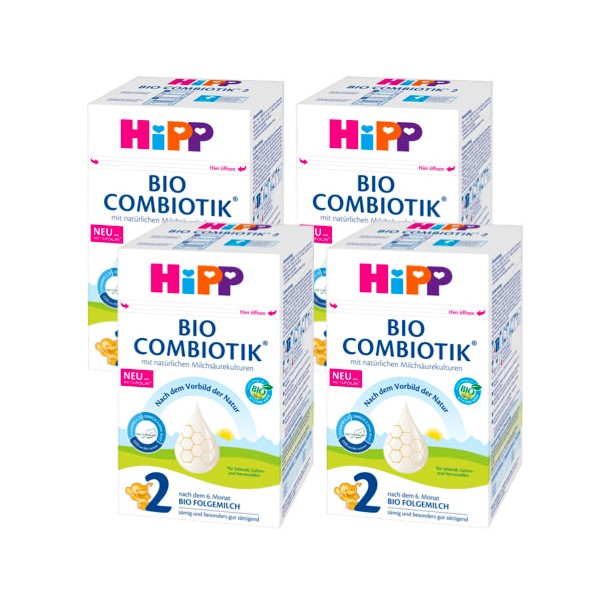 Hipp 2 Combiotic Organic Follow-on-Milk (6 months+) - Pack of 4 x 600g