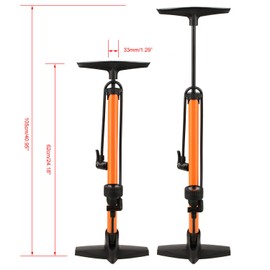 Speedrid Bicycle Floor Pump with Large Gauge, 160 PSI, Reversible Presta & Schrader (Yellow)