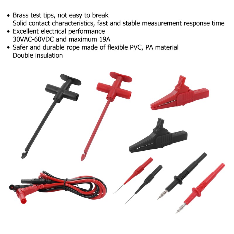 Multimeter Test Leads Kit Crocodile Clip Banana Plug Probe for