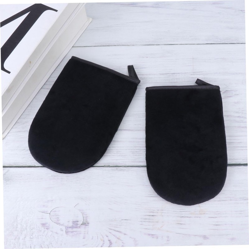 2 piezas Guantes Aplicadores para Autobronceado Pelusas de Negro Aplicación