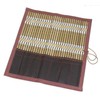Brush Roll For Bamboo Calligraphy Brush Holder Roll with Pocket
