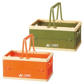 Marutatsu Foldable Stacking Container Box, Plastic, Small Items, Storage Basket, Camping, Outdoors, Camping, Handle, Set of 2, L Size 34843*2