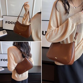 Makukke Shoulder Bag Women's Small Handbag, Y2K Crossbody Bag Women's PU Leather Shoulder Bag Vintage for Women Dating Party Shopping, coffee