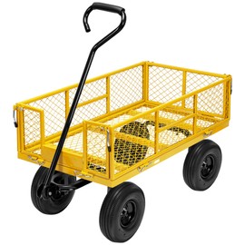 VIVOHOME Steel Garden Cart Heavy Duty 880 Lbs Capacity Folding Utility Wagon with Removable Sides and 10 inch Wheels (Yellow)