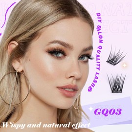 GAQQI Lash Clusters, Cluster Eyelash Extensions 110 Cluster Lashes, Wispy Volume Eyelash Clusters 10-14mm, Multilayered 3D Fluffy Individual Lashes, Soft and Thin Band (3D-GQ08)
