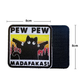 PEW PEW MADAFAKAS with Gun Patch, Morale Patches, Embroidery, Tactical for Clothing, Backpack, Baseball Cap, Uniform, Vest, Dog Harness (Orange)