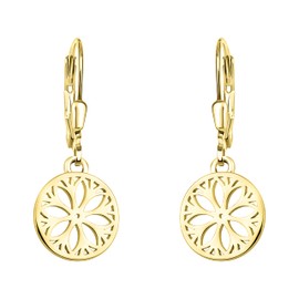 SOFIA MILANI - Women's Earrings 925 Silver - Flower Circle Earrings, Yellow Gold, No Gemstone