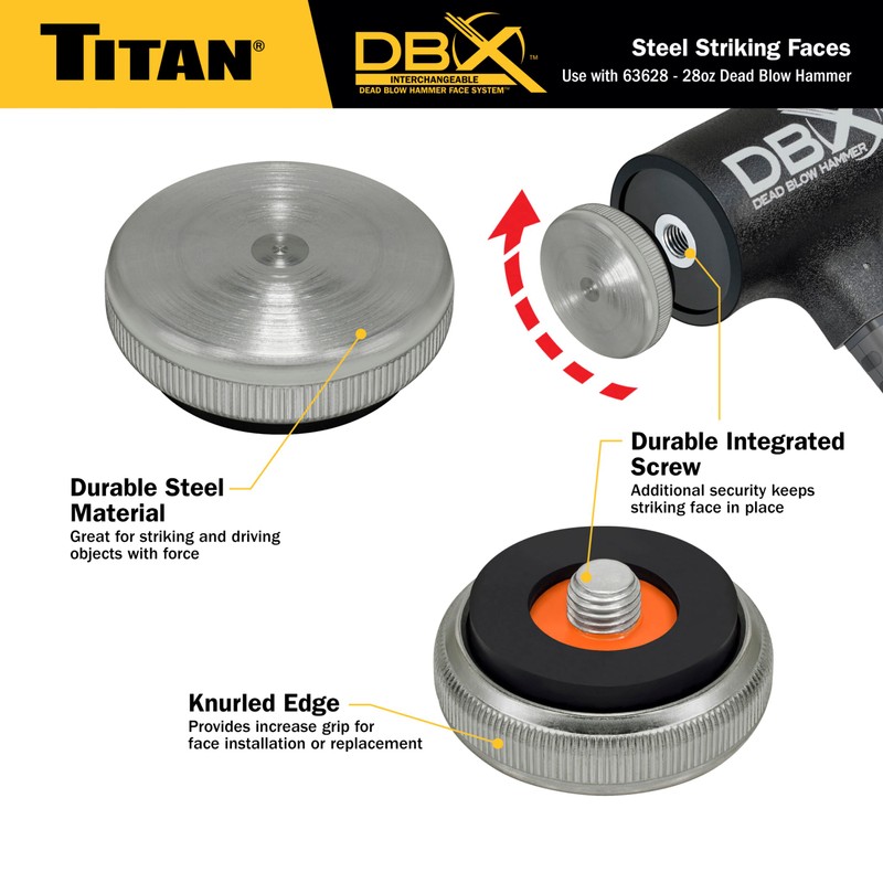 Titan 63637 Interchangeable Steel Striking Faces for Titan DBX 28oz