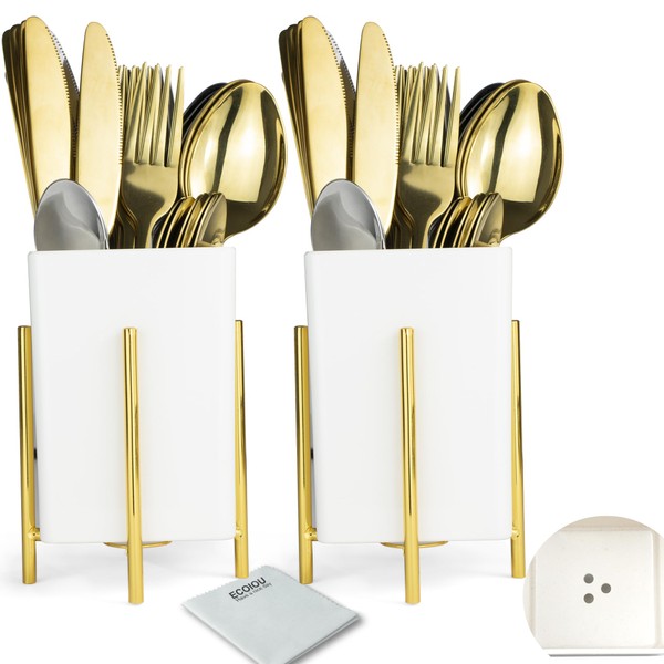 ECOIOU Silverware Caddy with Drain Holes, Cutlery Holder for Party