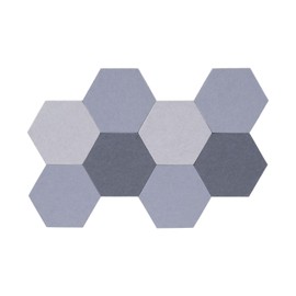 LAJAR 8 Pcs Hexagon Felt Bulletin Board Tiles, Self Adhesive Felt Pin Board Wall Tiles for Photos, Pictures, Memos (Light Gray)