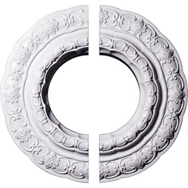 Ekena Millwork CM15LI2 15 3/8"OD x 7"ID x 1"P Lisbon Ceiling Medallion, Fits Canopies up to 7", 2 Piece