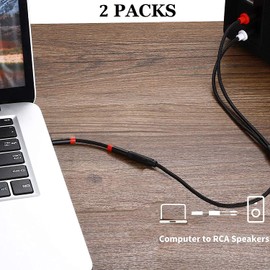 PEA 2-Pack 3.5mm to RCA Stereo Audio Cable Adapter,3.5mm Female to 2RCA Male Stereo Audio Cable Gold-Plated, for TV, Smartphones, MP3, Tablets, Speakers, Home Theater