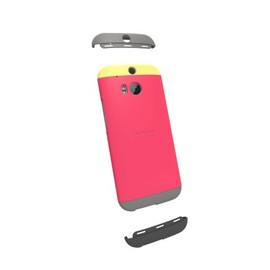 HTC Double Dip - Carcasa One (M8), Color Amarillo, Rosa y Gris