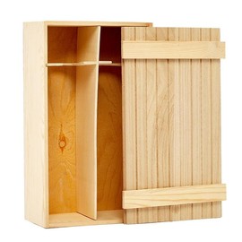 6ea - 7-5/8x4x13-1/4 Double Pine Slat Top Wine Wood Box | Width: 4" Width 3 1/2"