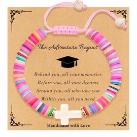 TOLOWOBK Graduation Gifts 2025 for Girls Women Adjustable Graduation Bracelet as 5th 8th Grade High School/Middle School/College Graduation Gifts for Her Cross Bracelet Christian Graduation Gifts