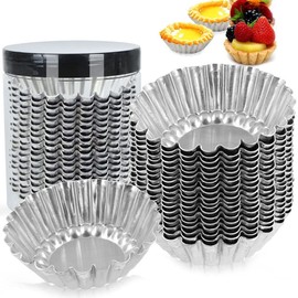 Egg Tart Molde,Moldes para tarta de huevo , Mini Sartenes de Tarta de Aleación de Aluminio,20 Piezas de Tarta de Huevo, Molde para Hornear,utensilios de cocina