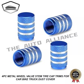 Unbranded 4PCS Metal Wheel Valve Stem Tire Cap Trims For Car Truck Dust Cover Blue Set US
