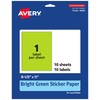 Avery Printable Sticker Paper, 8-1/2" x 11", Full-Sheet Labels, Bright
