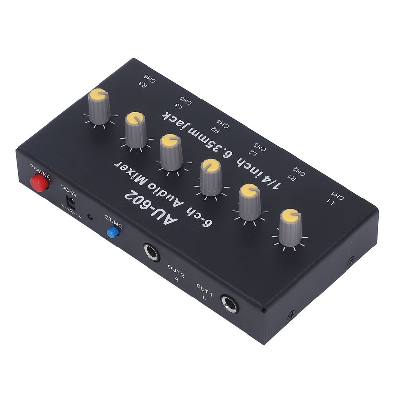 6 Channel Compact Audio Mixer Mono Stereo Switching 6 in