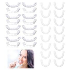 VEGCOO 8 Pairs Temporary Dentures Dentures Cosmetic Immediate Education False Teeth Cosmetic Smile Denture Floss