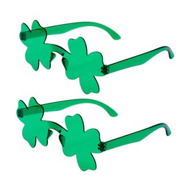 Liatunou 2 Pcs St. Patrick's Day Green Shamrock Glasses,Irish Four Leaf Eyeglasses,Green Clover Glasses for Party Favor