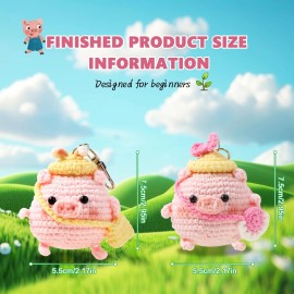 Koknit Crochet Kit for Beginners - 2 PCS Pink Spring Outing Pig Knitting Kit,Adult B...