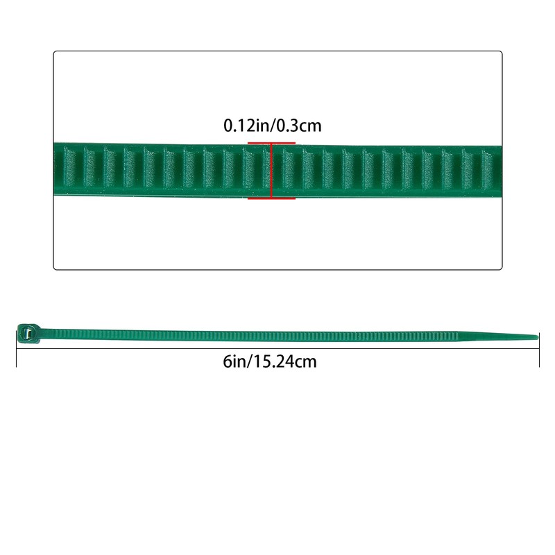 ZZRANYE 6 inch 3mm Dark Green Nylon Garden Cable Zip