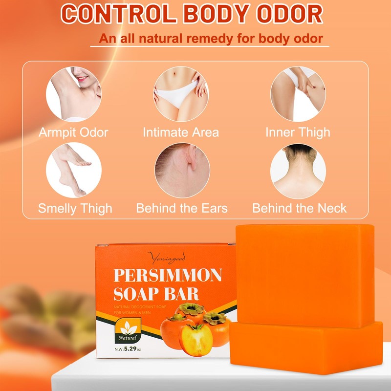 yoniagood 2 PCS Persimmon Soap Bar for Old People Smell,