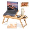 JELNER Adjustable Bamboo Laptop Desk with Cooling Fan, Foldable Bed