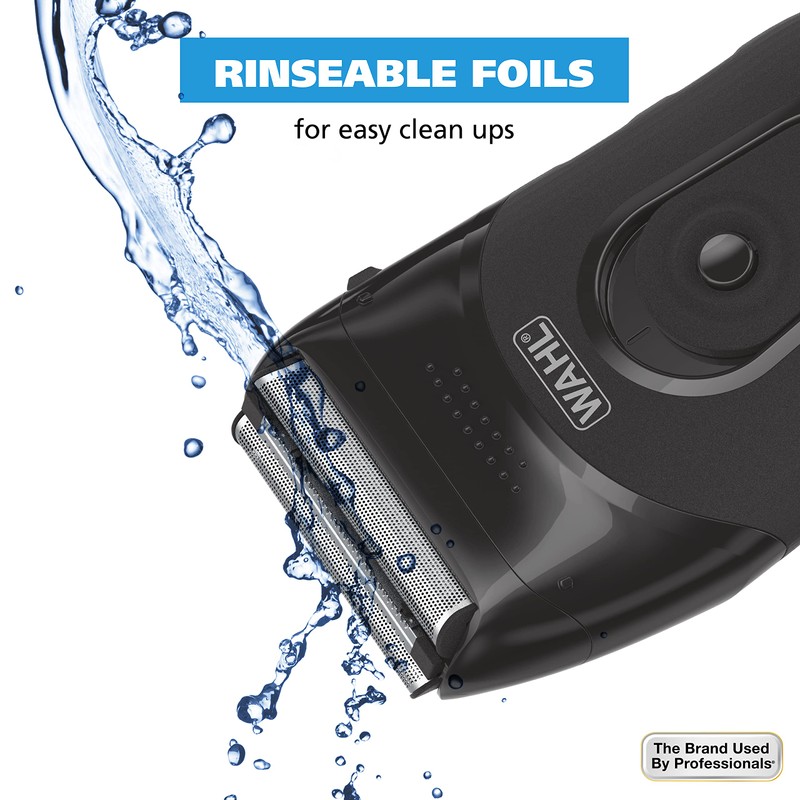 Wahl Compact Rechargeable Lithium Ion Shaver Kit with Hygienic Rinseable