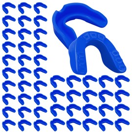 Frienda 50 Pcs Football Mouth Guards Bulk Youth Football Mouthpiece Sport Athletic Mouthguard Gum Teeth Guard for Hockey Karate Basketball Boxing Basketball Rugby(Blue)