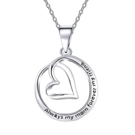 UEUC "Always My Mom Forever My Friend Interlocking Circle Necklace, Infinity Double Linked Choker Necklace in Silver, Mother’s Day Gifts for Mom, Wife, Aunt, Grandma