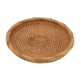 Rattan Fruit Tray Hand Woven Elegant Traditional Natural Rattan Serving Tray for Kitchen Counter Table L