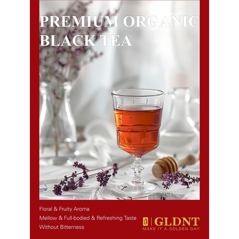 GLDNT Organic Black Tea Loose Leaf, Natural Organic Black Tea,