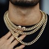 ZSLLZM Mens Miami Cuban Link Chain 14k Real Gold Plated