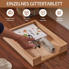 KIRIGEN Wooden Letter Tray Single Compartment Wooden Document Tray for Desk Organiser for Storing Magazines, Files, Folders, Papers, Natural Colour