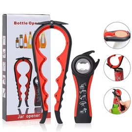 TIKA Jar Opener Manual Can Opener, 5-in-1 Bottle Opener, Multi Kitchen Tools Set