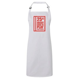 Fabulous Premium Kitchen Apron White Insert Coin to Play Video Games Retro Gaming Arcade Vintage, White