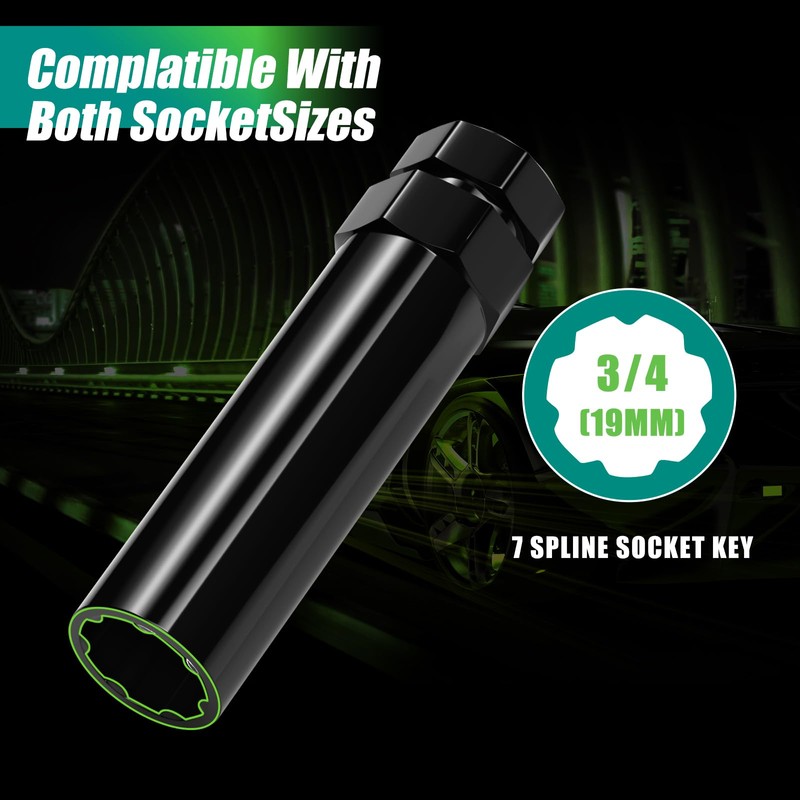 AUTOPTIM 2PCS 7 Spline Lug Nuts Socket Key - Compatible