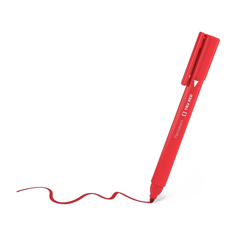 Tru Red Pen Permanent Markers Fine Tip Red Dozen