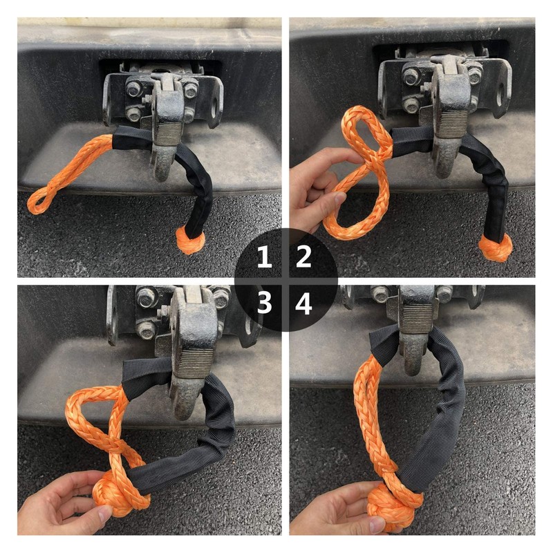 9mm Soft Shackle Recovery Rope 2PCS Orange Portable Lightweight 14