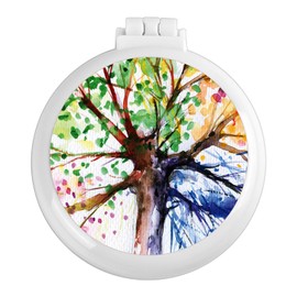 Mengduxd Mini Hairbrush, Collapsible Pocket Hairbrush with Mirror, Portable Hairbrush, Women Travel Small Hairbrush.Colorful Trees