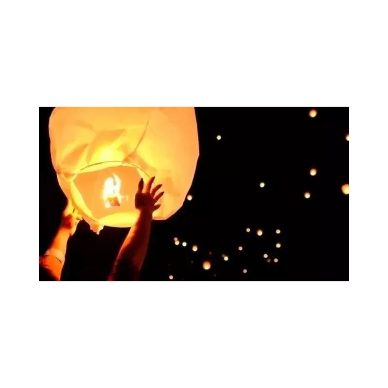 ML 10 Globo De Cantoya Fiestas Con Cera Liso Blancos