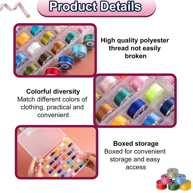 LZYDKH Bobbins Sewing Machine, 36 Pieces Lower Thread Spools Assorted
