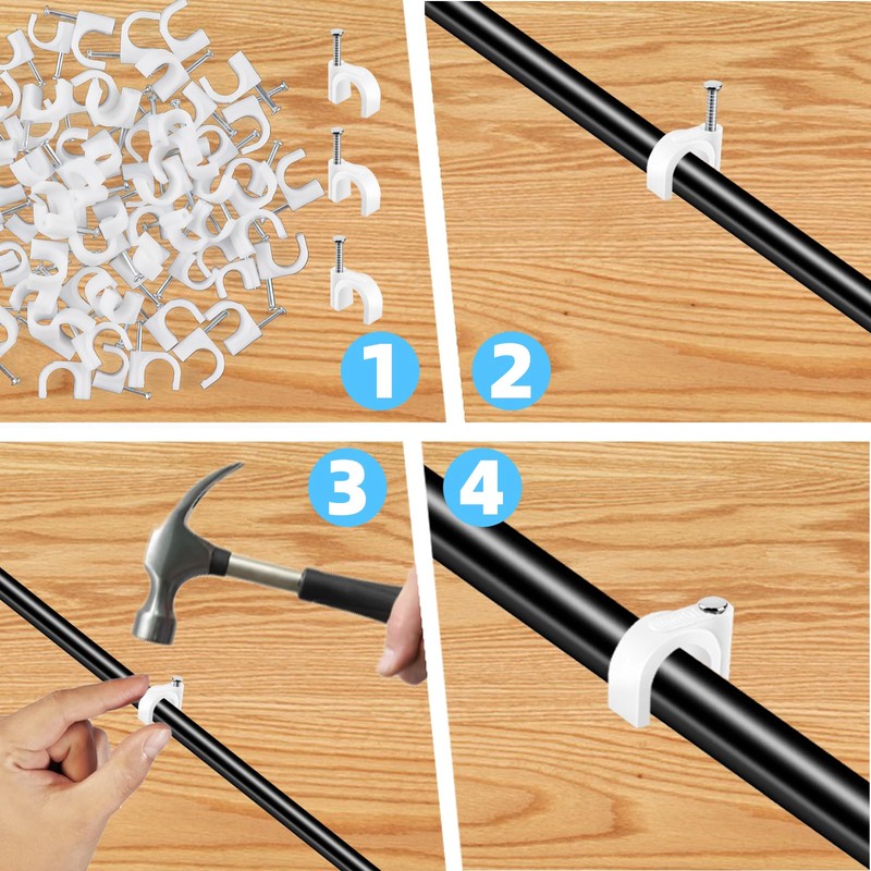 200 Pcs Cable Clips & Wire Clips,8mm/10mm Cable Clamps,Cord Clips,Tacks