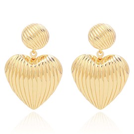 Bemous Gold Heart Earrings Lightwight Hammered Heart Earrings Chunky Statement Earrings Jewelry for Women (dangle)
